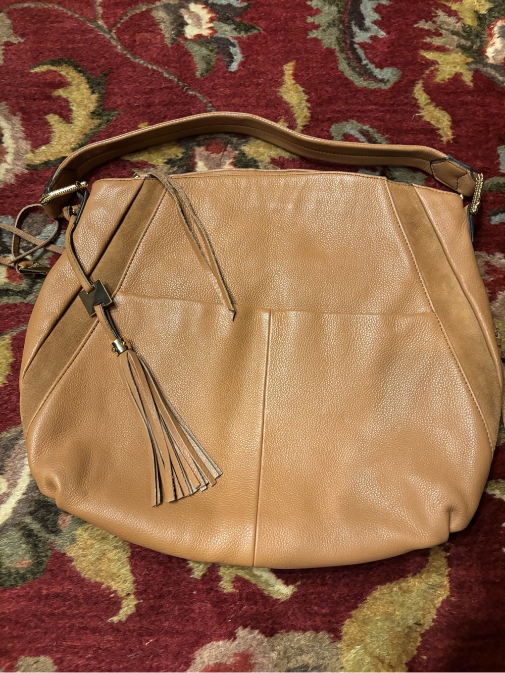 Aimee Kestenberg Camel Tan Leather Shoulder Bag with Tassel